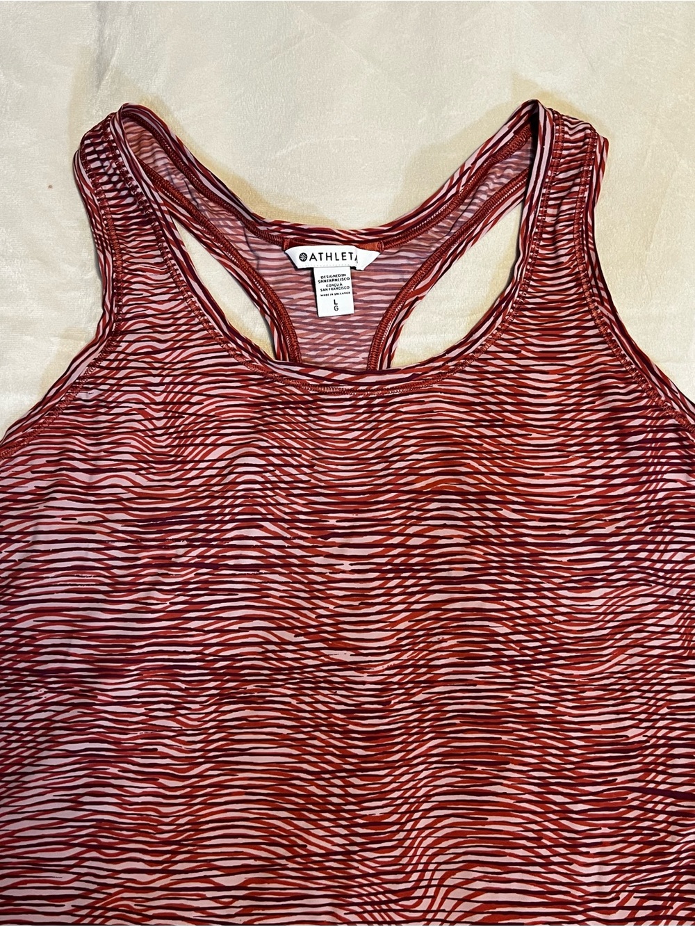 Athleta Women's Rust Red Striped Racerback Athletic Tank